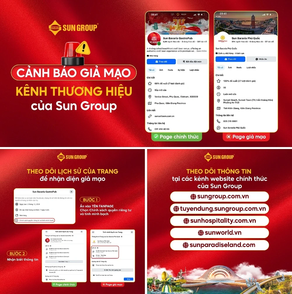 Sun Group cảnh báo giả mạo kênh du lịch, nghỉ dưỡng, tuyển dụng