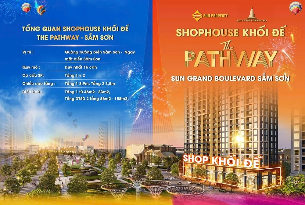Tiềm năng dòng tiền từ shophouse khối đế The Pathway Sầm Sơn