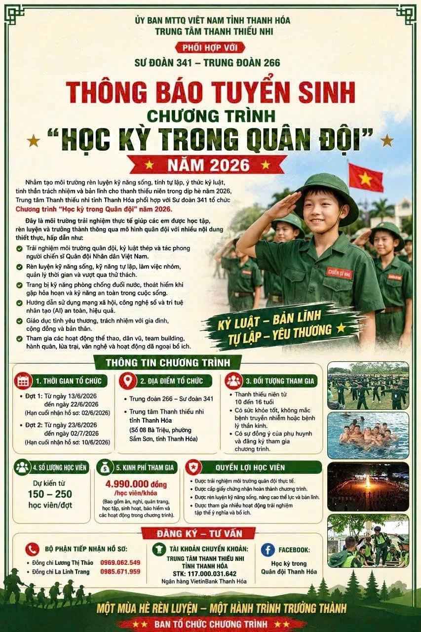Thông báo tuyển sinh chương trình “Học kỳ trong quân đội” năm 2026