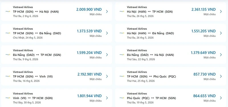 Trải nghiệm Vietravel Airlines và cảm nhận đặt vé máy bay
