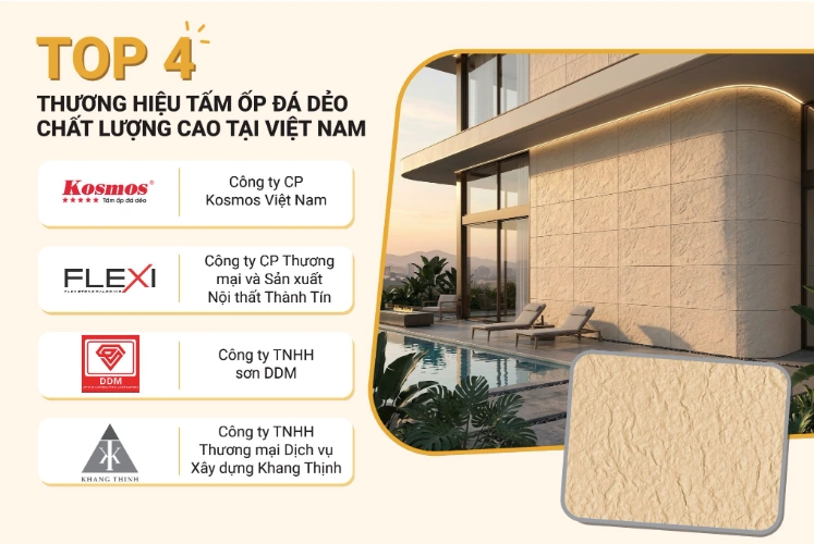 Top 4 thương hiệu tấm ốp đá dẻo đẹp, bền, dễ thi công tại Việt Nam