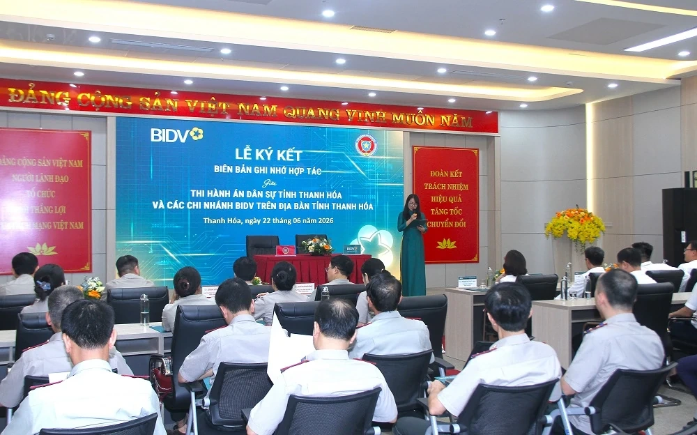 Thi hành án dân sự tỉnh Thanh Hóa và các chi nhánh BIDV trên địa bàn ký kết Biên bản ghi nhớ hợp tác