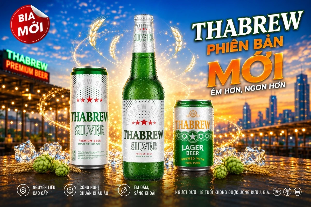Ra mắt bia chai Thabrew Silver phiên bản mới và bia lon Thabrew Lager 250ml
