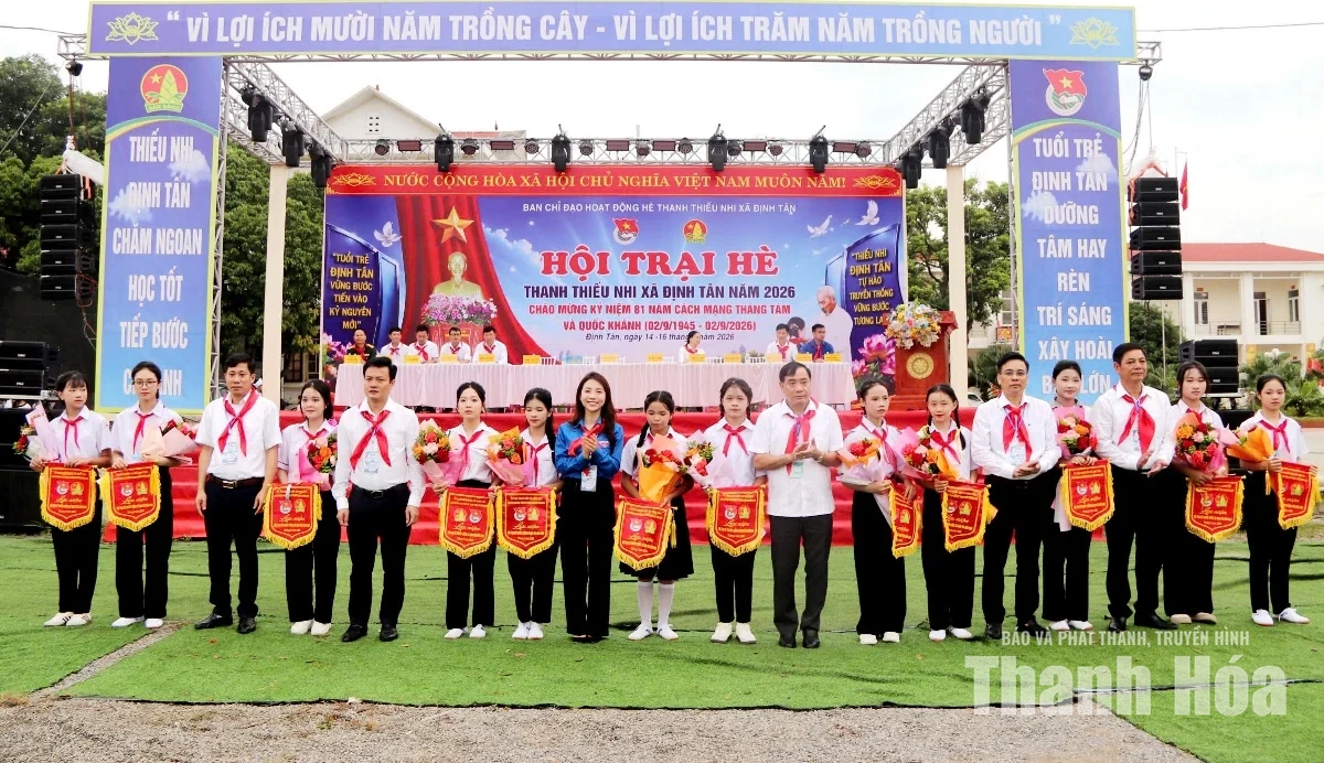 Sôi nổi hội trại hè tại các xã Định Tân, Hoằng Tiến, Biện Thượng và phường Ngọc Sơn