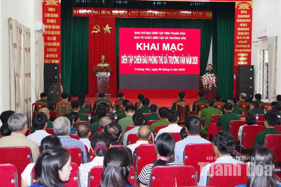 Khai mạc Diễn tập chiến đấu phòng thủ xã Trường Văn