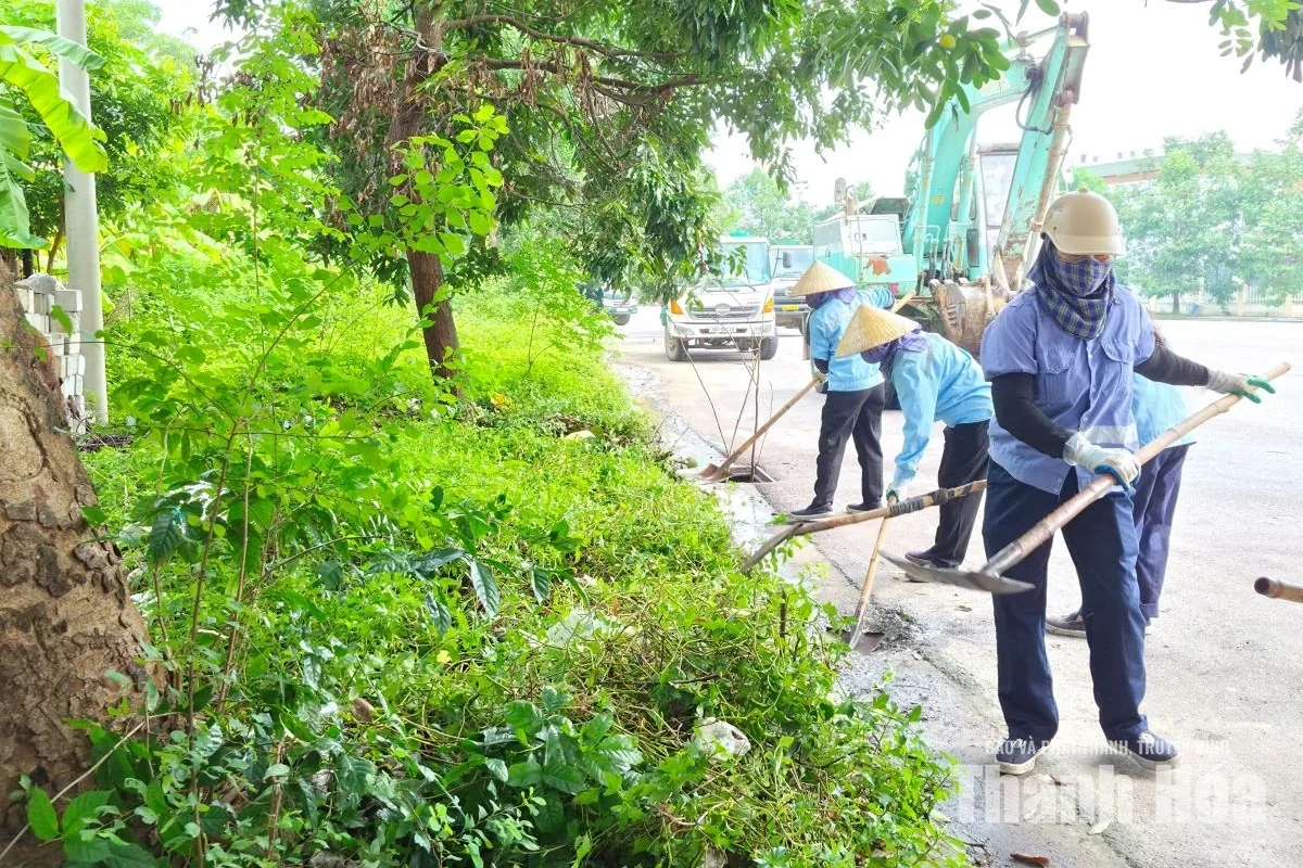 Ra quân xử lý môi trường, khơi thông dòng chảy tại phường Hạc Thành
