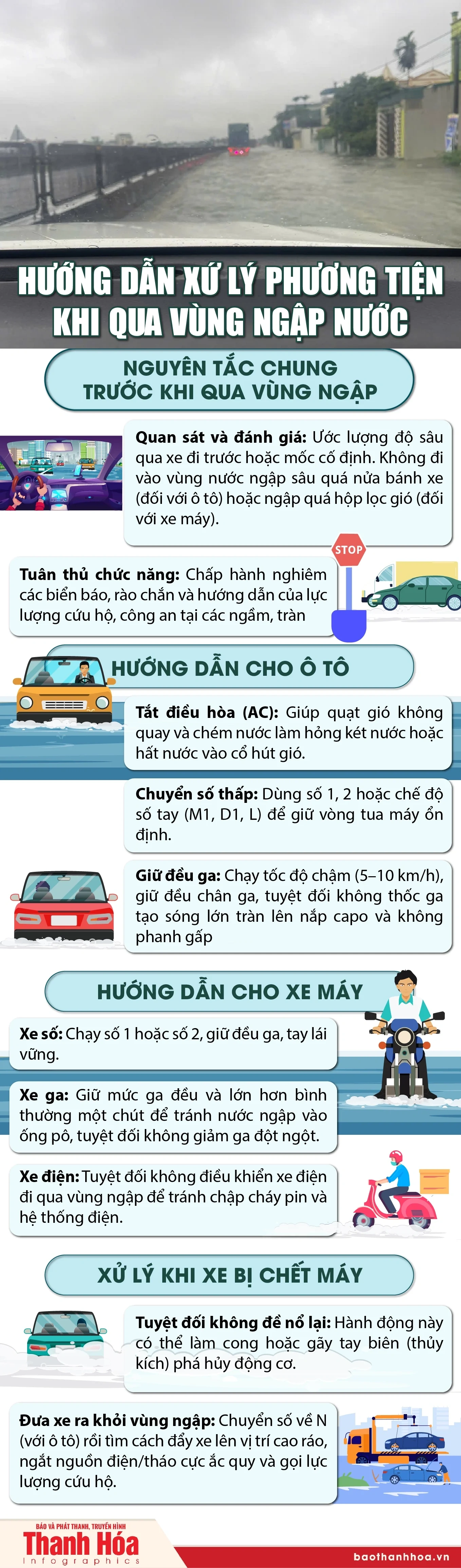 Hướng dẫn xứ lý phương tiện khi qua vùng ngập nước