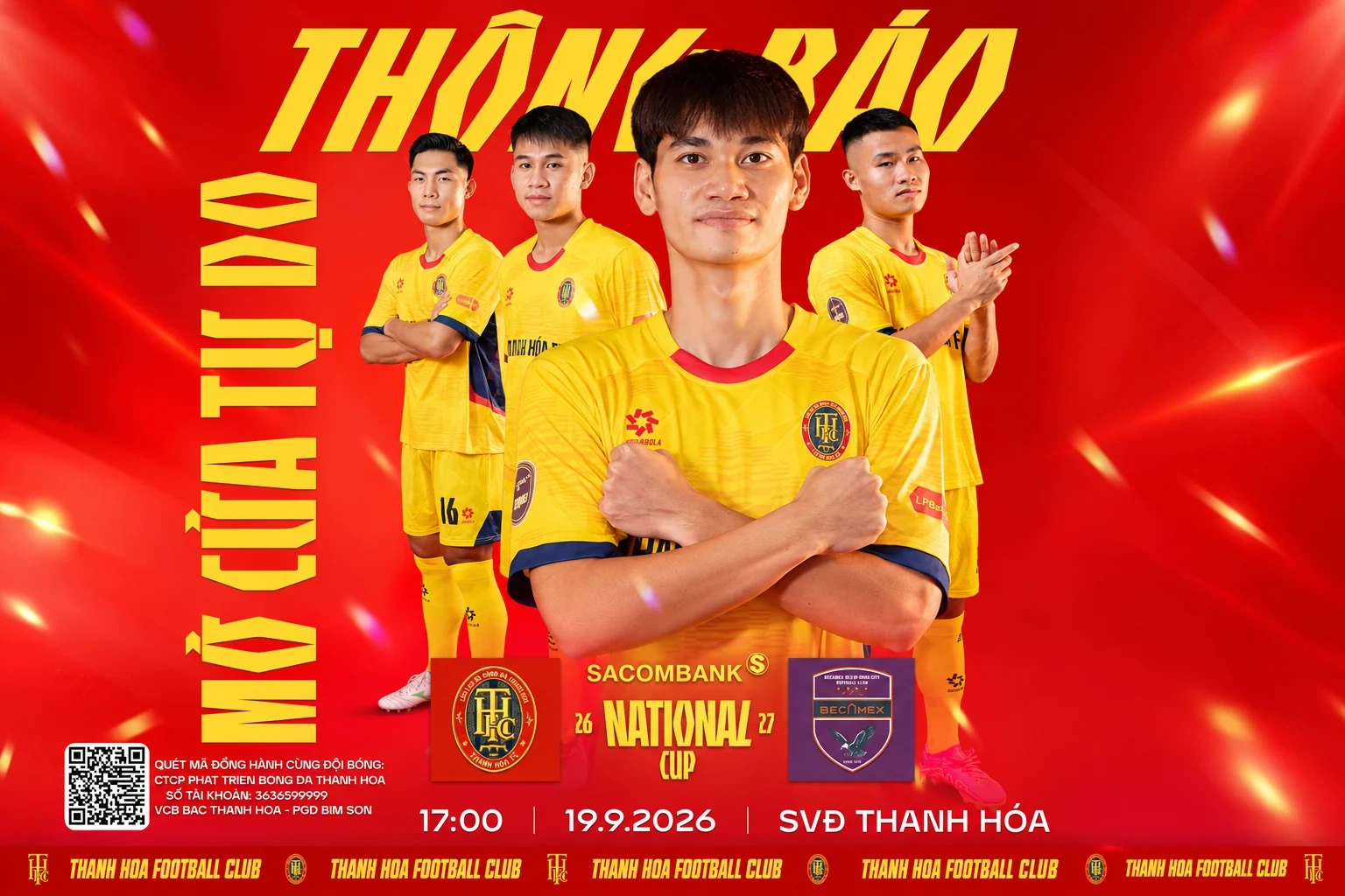 Thanh Hóa - Becamex TP.HCM: Điểm tựa sân nhà và thử thách vé đi tiếp tại Cúp Quốc gia