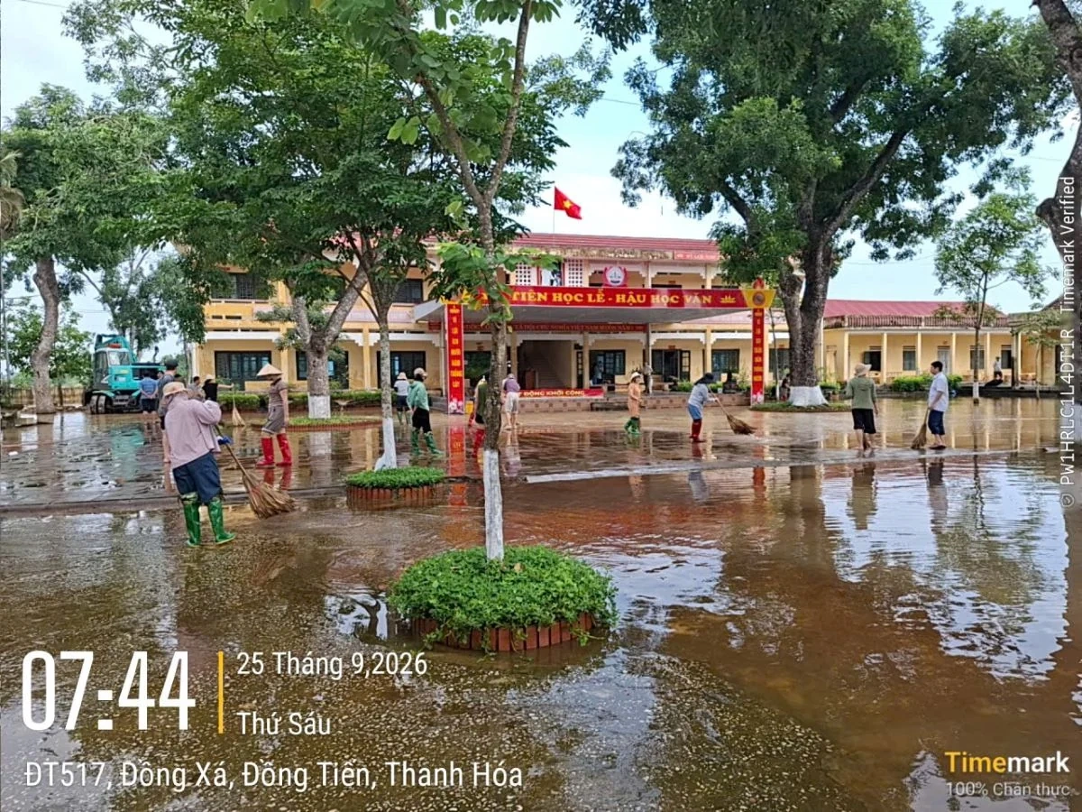 Các trường học tại xã Đồng Tiến khẩn trương dọn vệ sinh môi trường