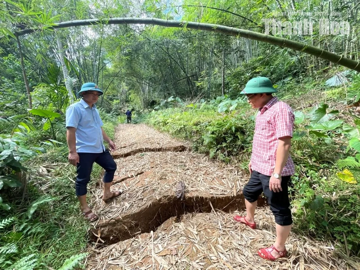 Nứt, sụt lún đất tiếp tục mở rộng tại đồi Na Lo, xã Đồng Lương