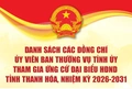 [Infographics] Danh sách các đồng chí Ủy viên Ban Thường vụ Tỉnh ủy tham gia ứng cử đại biểu HĐND tỉnh Thanh Hóa, nhiệm kỳ 2026-2031