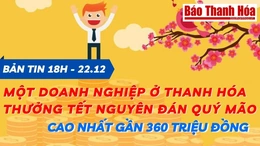 Bản tin 18h ngày 22-12:  Một doanh nghiệp ở Thanh Hóa thưởng Tết Nguyên đán Quý Mão cao nhất gần 360 triệu đồng