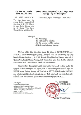 Giao tham mưu chủ trương lập Quy hoạch chi tiết xây dựng Khu đô thị nghỉ dưỡng khoáng nóng tại xã  Quảng Yên (giai đoạn 2)