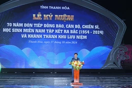 Diễn văn Lễ kỷ niệm “70 năm đón tiếp đồng bào, cán bộ, chiến sĩ, học sinh miền Nam tập kết ra Bắc” và khánh thành Khu lưu niệm
