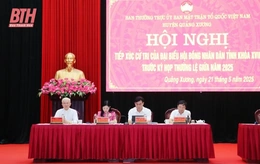 Chủ tịch Ủy ban MTTQ tỉnh Phạm Thị Thanh Thủy và các đại biểu HĐND tỉnh tiếp xúc cử tri huyện Quảng Xương