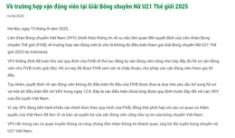 VFV khiếu nại về vận động viên không đủ điều kiện tham gia Giải U21 Thế giới