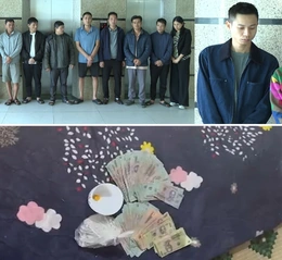 Bắt quả tang 9 đối tượng đánh bạc và tổ chức đánh bạc