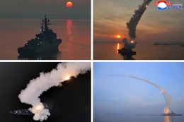 Nhà lãnh đạo Triều Tiên giám sát thử tên lửa hành trình từ tàu khu trục giữa lúc Hàn Quốc - Mỹ tập trận