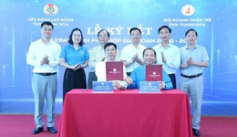 Liên đoàn Lao động tỉnh Thanh Hóa và Hội Doanh nhân trẻ tỉnh ký kết Chương trình phối hợp giai đoạn 2026-2030