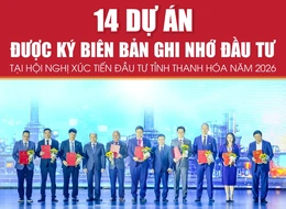 14 dự án được ký Biên bản ghi nhớ đầu tư tại Hội nghị xúc tiến đầu tư tỉnh Thanh Hóa năm 2026