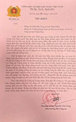 Biểu dương Công an Thanh Hóa với thành tích triệt phá đường dây ma túy xuyên quốc gia