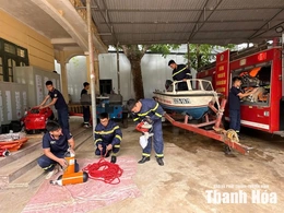 Phòng Cảnh sát PCCC&CNCH sẵn sàng phương án&nbsp;phòng, chống thiên tai, tìm kiếm cứu nạn mùa mưa bão