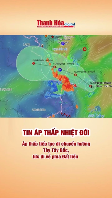 Áp thấp nhiệt đới di chuyển vào đất liền, dự đoán sẽ suy yếu