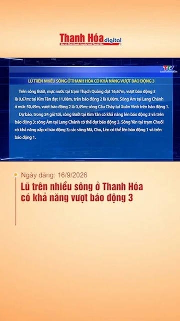 Lũ trên nhiều sông ở Thanh Hóa có khả năng vượt báo động 3