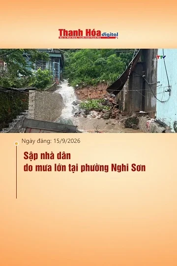 Sập nhà dân do mưa lớn tại phường Nghi Sơn