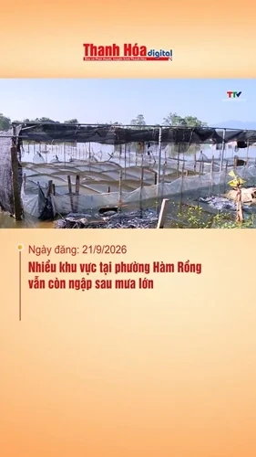 Nhiều khu vực tại phường Hàm Rồng vẫn còn ngập sau mưa lớn