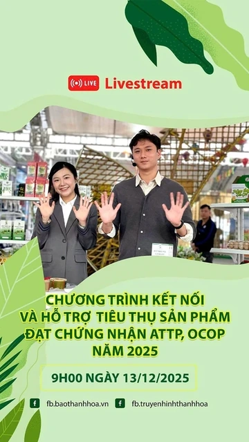 Livestream Chương trình Kết nối và hỗ trợ sản phẩm đạt chứng nhận ATTP, OCOP năm 2025, 9h ngày 13/12