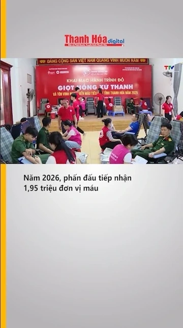 Năm 2026, phấn đấu tiếp nhận 1,95 triệu đơn vị máu