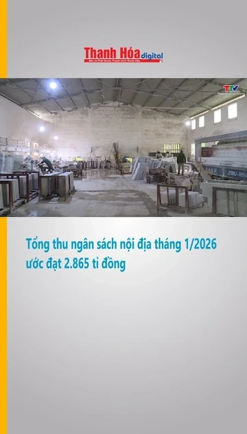 Tổng thu ngân sách nội địa tháng 1/2026 ước đạt 2.865 tỉ đồng