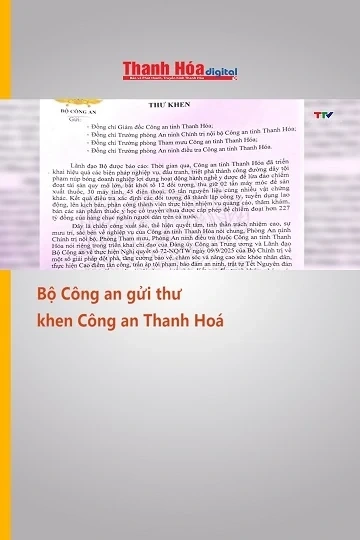 Bộ Công an gửi thư khen Công an Thanh Hoá
