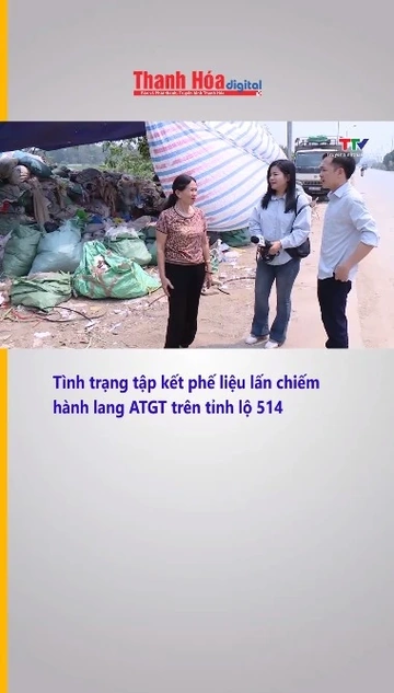 Tình trạng tập kết phế liệu lấn chiếm hành lang an toàn giao thông trên tỉnh lộ 514