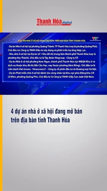 4 dự án nhà ở xã hội đang mở bán trên địa bàn tỉnh Thanh Hóa