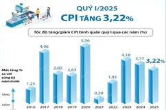 Quý 1 năm 2025, Chỉ số CPI tăng 3,22%