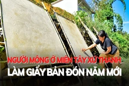 Người Mông miền Tây xứ Thanh  làm giấy bản đón năm mới