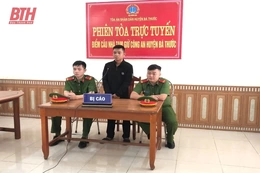 Huyện Bá Thước lần đầu tiên tổ chức xét xử theo hình thức trực tuyến 3 vụ án hình sự