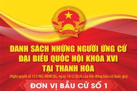 Danh sách người ứng cử đại biểu Quốc hội khóa XVI tại Thanh Hóa - Đơn vị bầu cử số 1