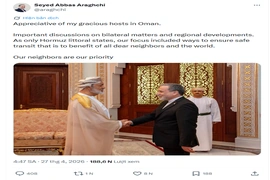 Ngoại trưởng Iran: Thảo luận với Oman để đảm bảo an toàn hàng hải tại eo biển Hormuz