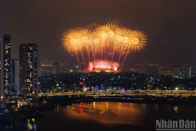 Mãn nhãn màn pháo hoa trên bầu trời Hà Nội mừng Đại hội XIV của Đảng thành công rực rỡ