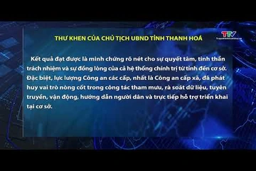 Thư khen của Chủ tịch UBND tỉnh Thanh Hóa
