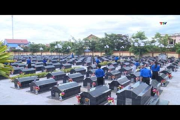 Lấy và bàn giao mẫu hài cốt liệt sĩ tại Nghĩa trang Liệt sĩ Hoằng Hóa