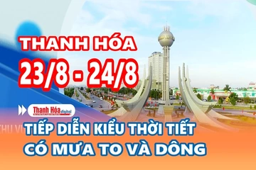 Dự báo thời tiết đêm 23 ngày 24/8: Thanh Hóa tiếp tục có mưa rất to và dông
