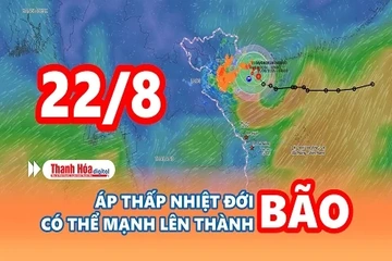 Ngày 22/8: Áp thấp nhiệt đới mạnh lên thành bão số 4