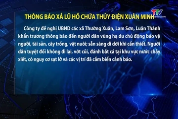 Thông báo xả lũ hồ chứa thủy điện Xuân Minh