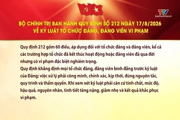 Bộ Chính trị ban hành Quy định về kỷ luật tổ chức đảng, đảng viên vi phạm