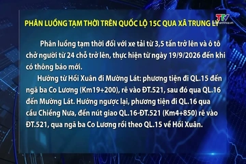 Phân luồng tạm thời trên Quốc lộ 15C qua xã Trung Lý