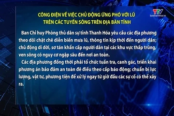 Công điện về việc chủ động ứng phó với lũ trên các tuyến sông trên địa bàn tỉnh